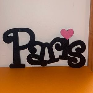Glitter Paris With Heart Wood Wall Decor